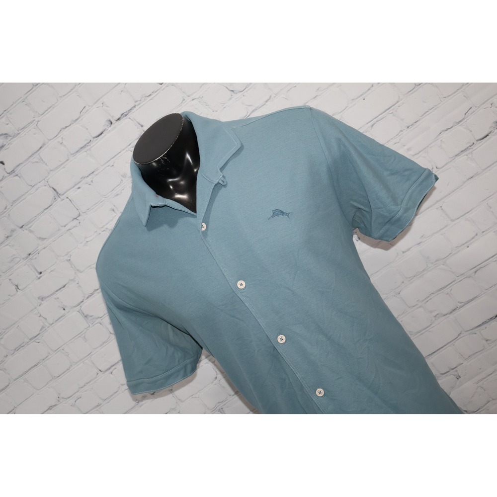 Tommy Bahama IslandZone Shirt Mens XL Blue Hawaiian Pima Cotton Blend**